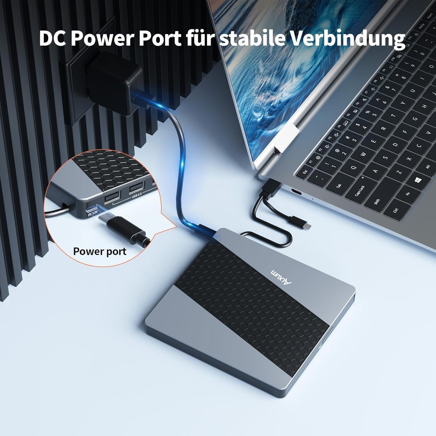 Alxum Externes DVD Laufwerk USB 3.0 Type C CD extern USB mit SD/TF Kartenleser B34Y