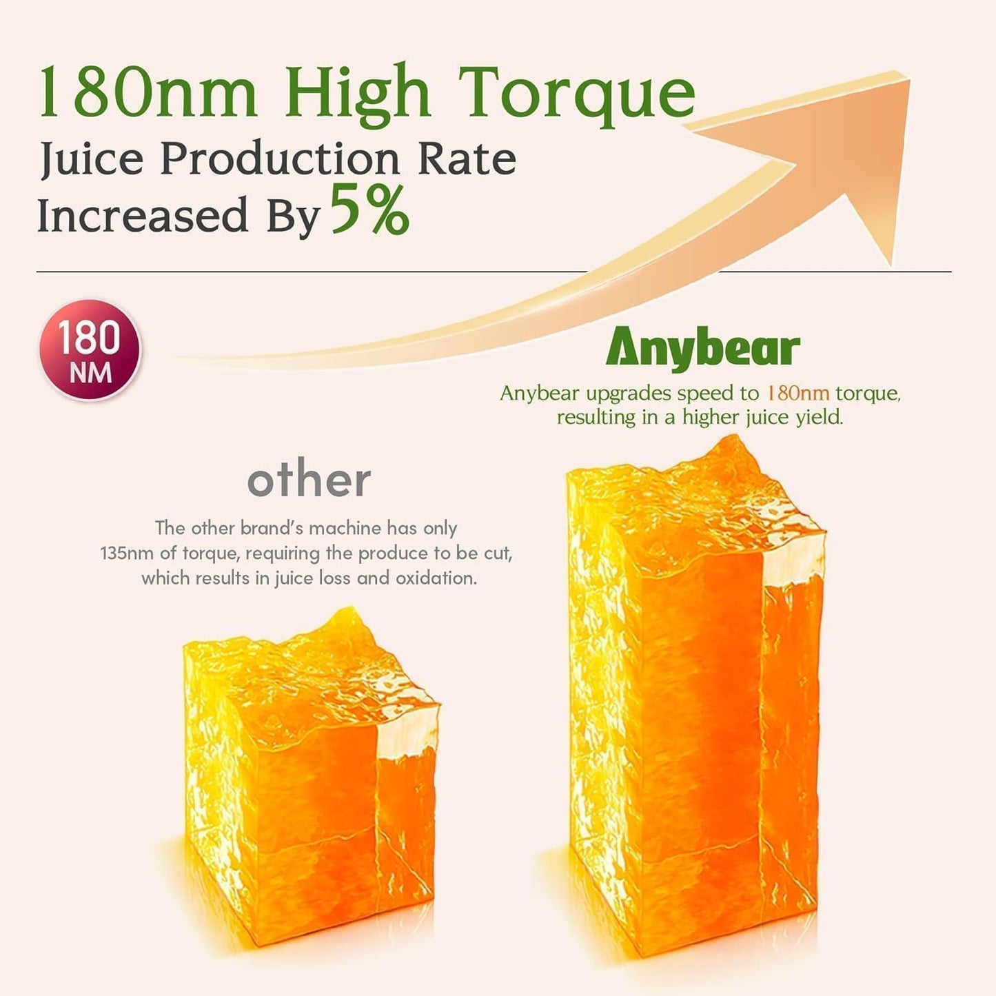 Anybear Entsafter 200W Slow Juicer mit 110 mm großem Einfüllschacht