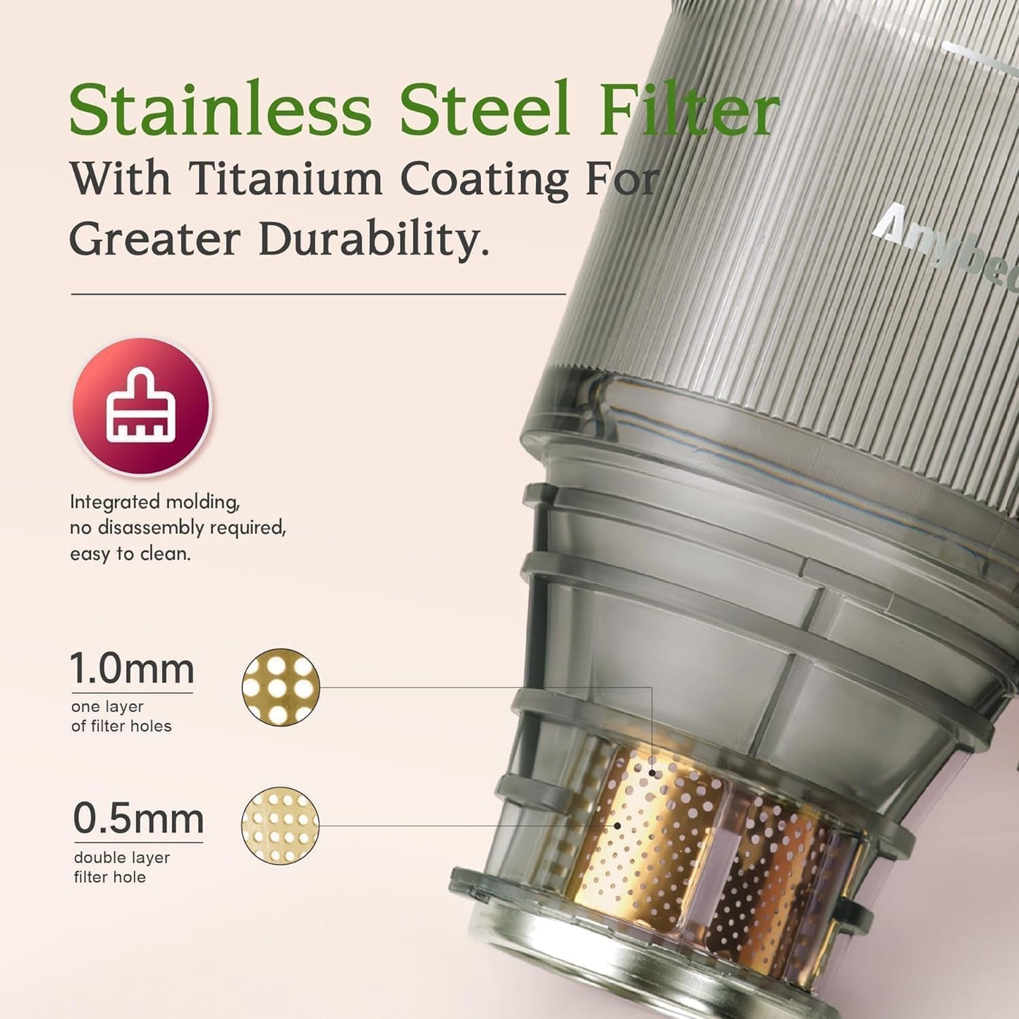 Anybear Entsafter 200W Slow Juicer mit 110 mm großem Einfüllschacht