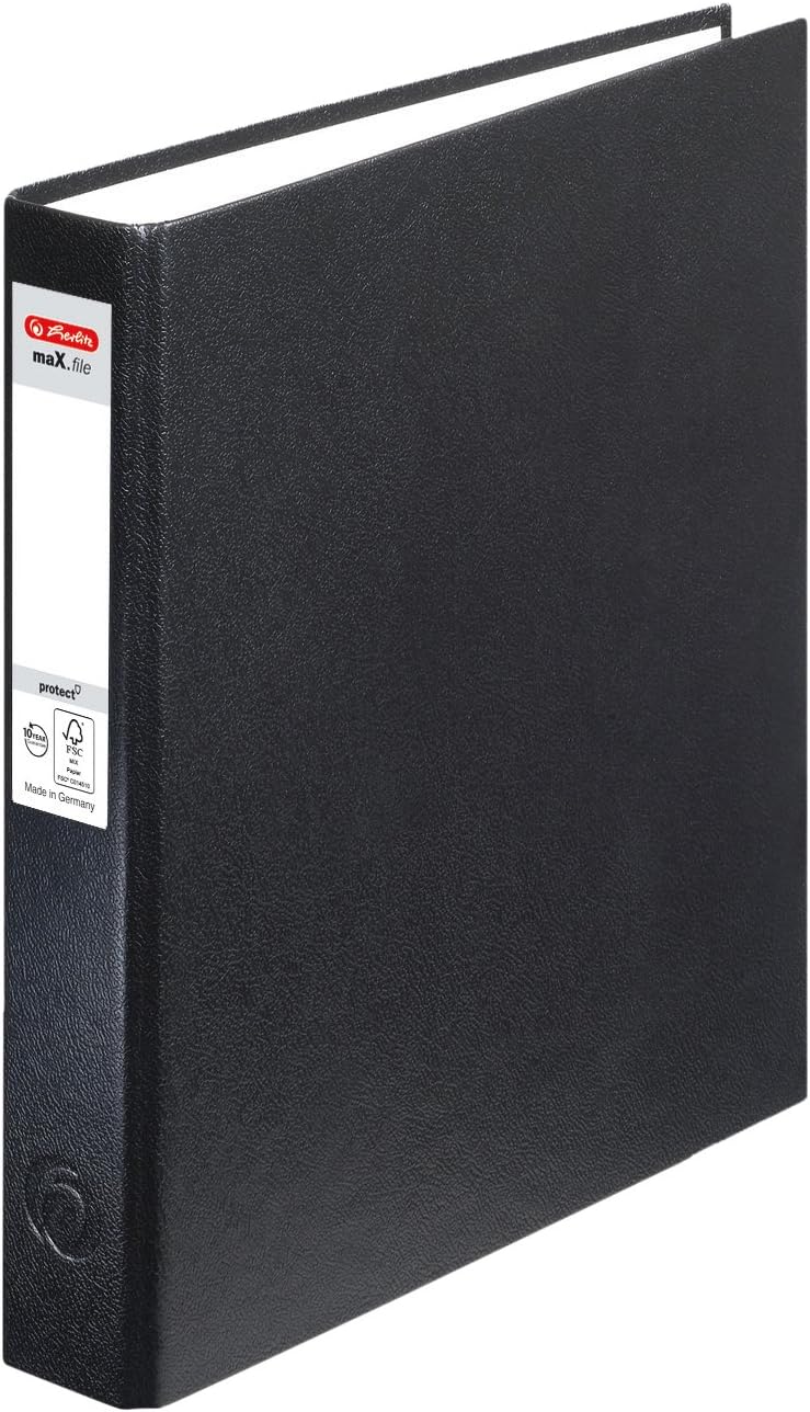 24 classeurs Herlitz maX.file pRotect A5, 2 anneaux, mécanique combinée, 25 mm, pleine hauteur, noir, 24 pièces