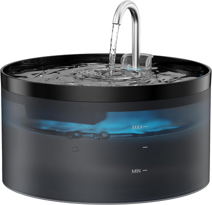 BEMOONY Katzenbrunnen, 3.2L Trinkbrunnen, leise Pumpe mit Led, Tiefenfilterung