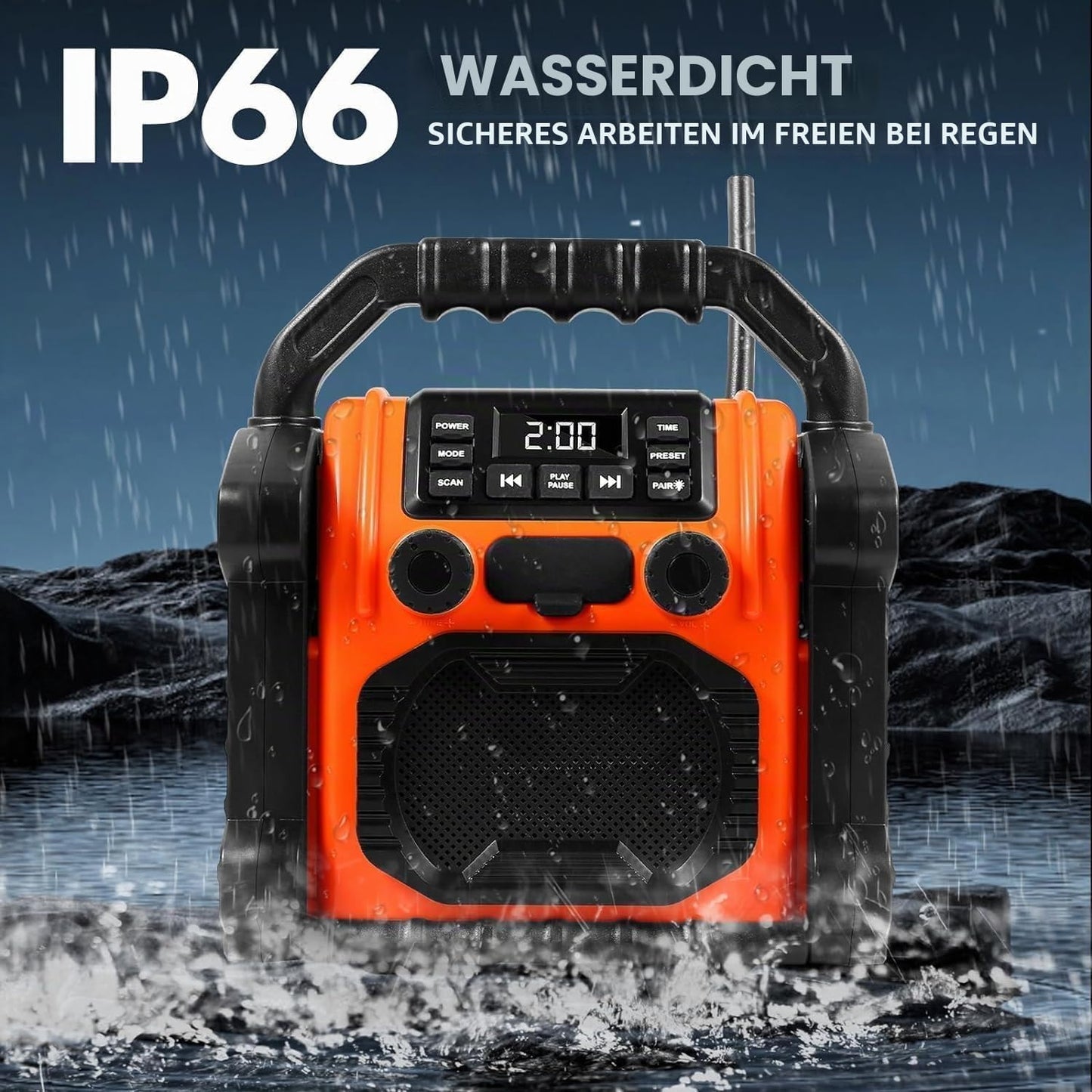 Bingxue Outdoor Radio wasserdicht Bluetooth Lautsprecher, LED Hand Kurbel Solar