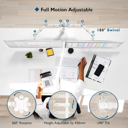 BONTEC Monitor Halterung 2 Monitore für 13-27 Zoll Flach & Curved Bildschirm