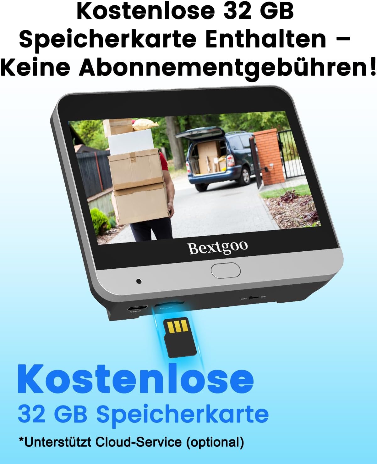 Bextgoo 2K Türspion Kamera WLAN mit 32GB Speicherkarte,4,3 Zoll 8000mAh Akku App-Alarm