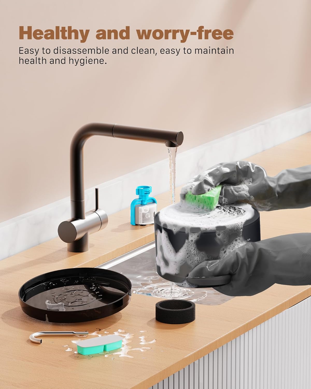 BEMOONY Katzenbrunnen, 3.2L Trinkbrunnen, leise Pumpe mit Led, Tiefenfilterung