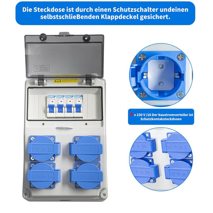 Baustromverteilerkasten 16A, 230V Stromverteiler Wandverteilerkästen IP65