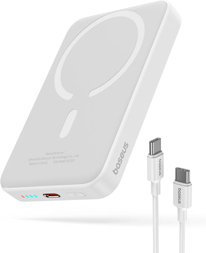 Baseus Magsafe Powerbank 10000mAh, Kabellose, Magnetische  für iPhone 15/14/13/12 weiß