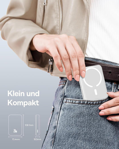 Baseus Magsafe Powerbank 10000mAh, Kabellose, Magnetische  für iPhone 15/14/13/12 weiß