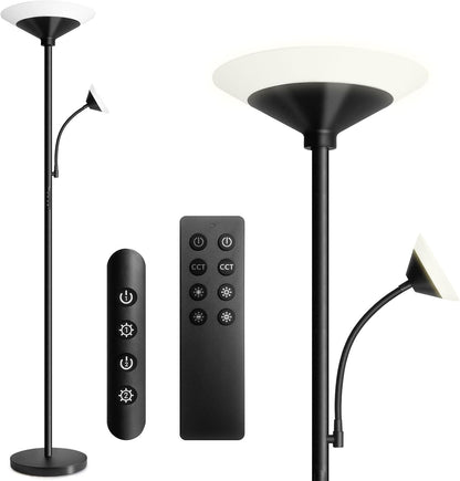 BBHome Stehlampe Wohnzimmer LED, 27W Deckenfluter LED Dimmbar mit 6W leselampe, 3000K-6500K