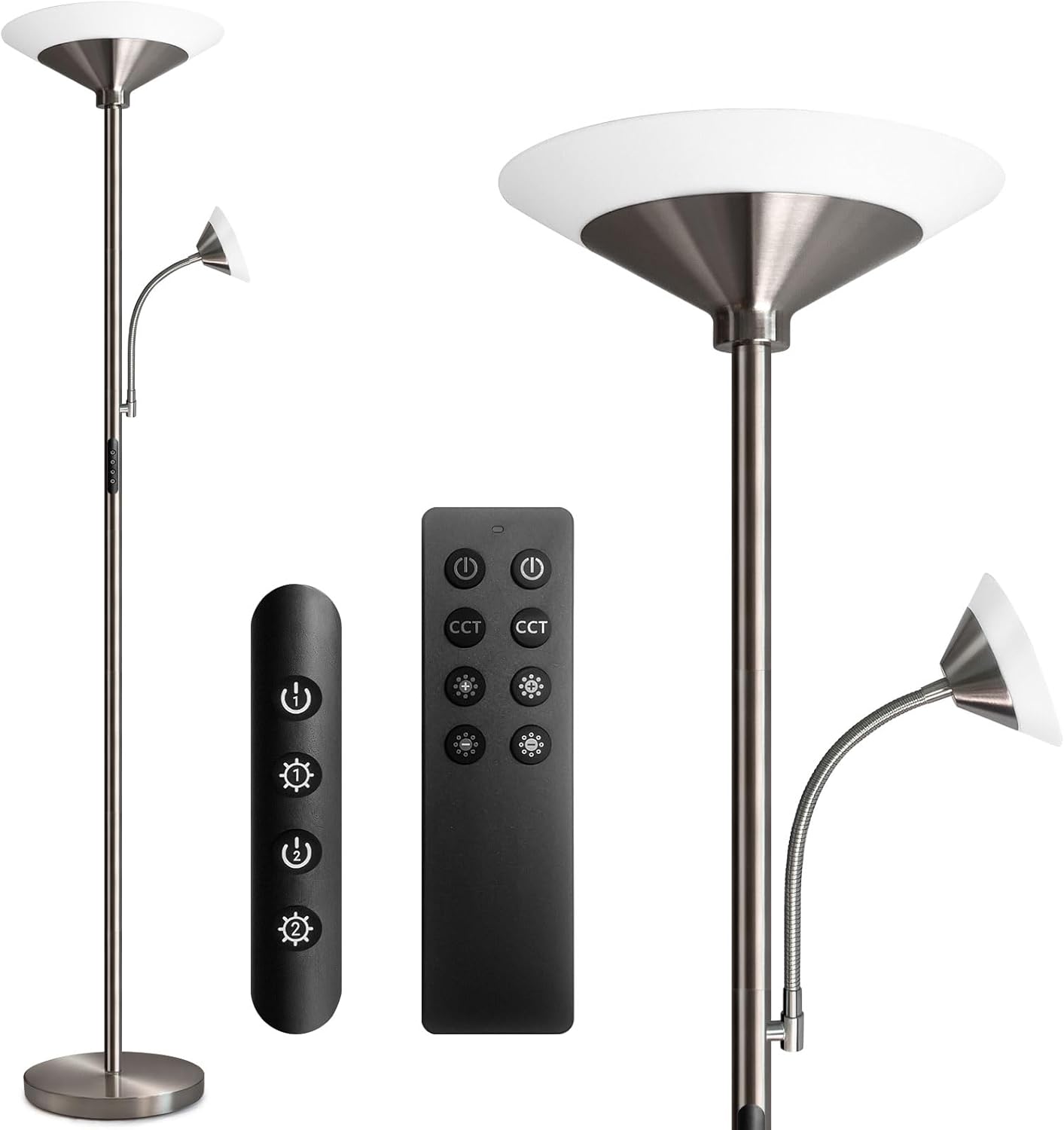 BBHome Stehlampe Wohnzimmer LED, 27W Deckenfluter  Dimmbar mit 6W leselampe, 3000K-6500K