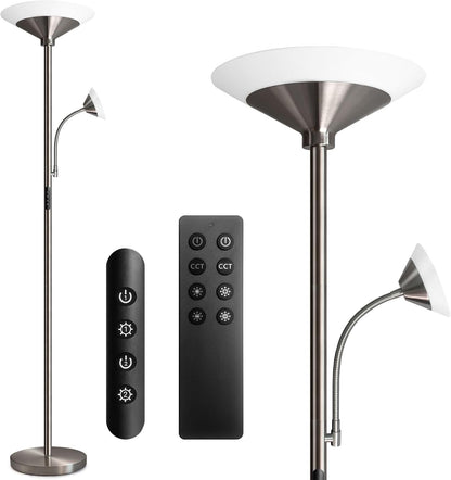 BBHome Stehlampe Wohnzimmer LED, 27W Deckenfluter  Dimmbar mit 6W leselampe, 3000K-6500K