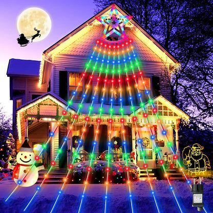 Guirlande lumineuse LED BIAOQINBO pour sapin de Noël avec prise 350 LED, 9 jours x 3,5 m, IP45, 8 modes d'éclairage, pour l'intérieur et l'extérieur [Classe énergétique E]