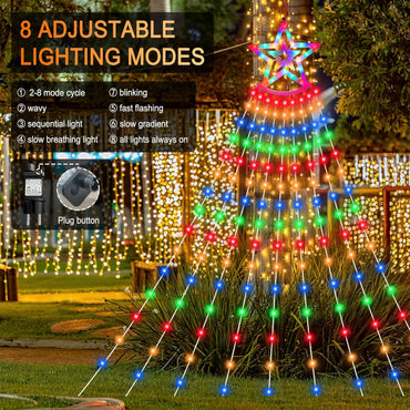 Guirlande lumineuse LED BIAOQINBO pour sapin de Noël avec prise 350 LED, 9 jours x 3,5 m, IP45, 8 modes d'éclairage, pour l'intérieur et l'extérieur [Classe énergétique E]