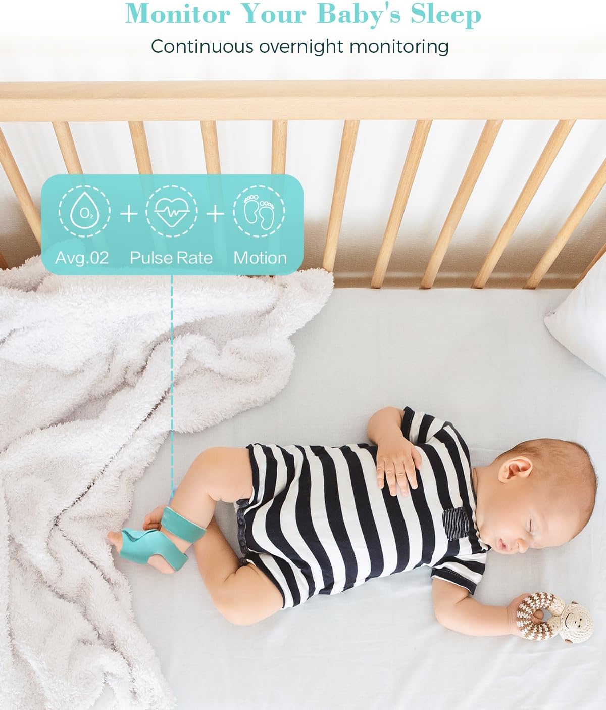 Babytone BabyO2 S2 Pulsoximeter  Schlafmonitor mit Echtzeit-Basisstation für 0-3 Jahre