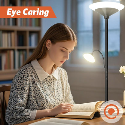 BBHome Stehlampe Wohnzimmer LED, 27W Deckenfluter LED Dimmbar mit 6W leselampe, 3000K-6500K