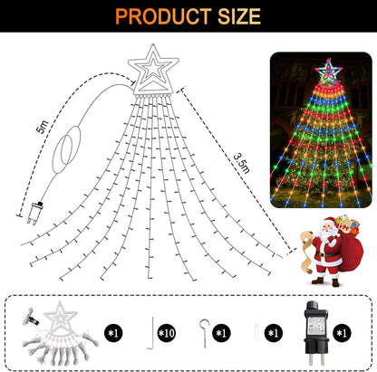 Guirlande lumineuse LED BIAOQINBO pour sapin de Noël avec prise 350 LED, 9 jours x 3,5 m, IP45, 8 modes d'éclairage, pour l'intérieur et l'extérieur [Classe énergétique E]