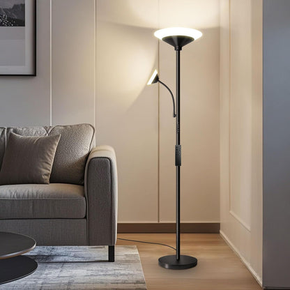 BBHome Stehlampe Wohnzimmer LED, 27W Deckenfluter LED Dimmbar mit 6W leselampe, 3000K-6500K