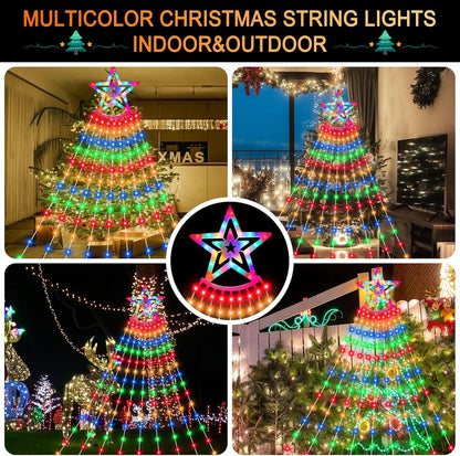 Guirlande lumineuse LED BIAOQINBO pour sapin de Noël avec prise 350 LED, 9 jours x 3,5 m, IP45, 8 modes d'éclairage, pour l'intérieur et l'extérieur [Classe énergétique E]