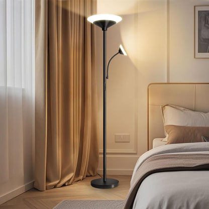 BBHome Stehlampe Wohnzimmer LED, 27W Deckenfluter LED Dimmbar mit 6W leselampe, 3000K-6500K