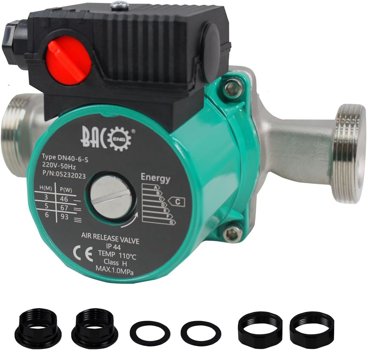 BACOENG Edelstahl Umwälzpumpe Heizungspumpe RS 25/6-180 Zirkulationspumpe für Zentralheizung 220V/ 50 Hz