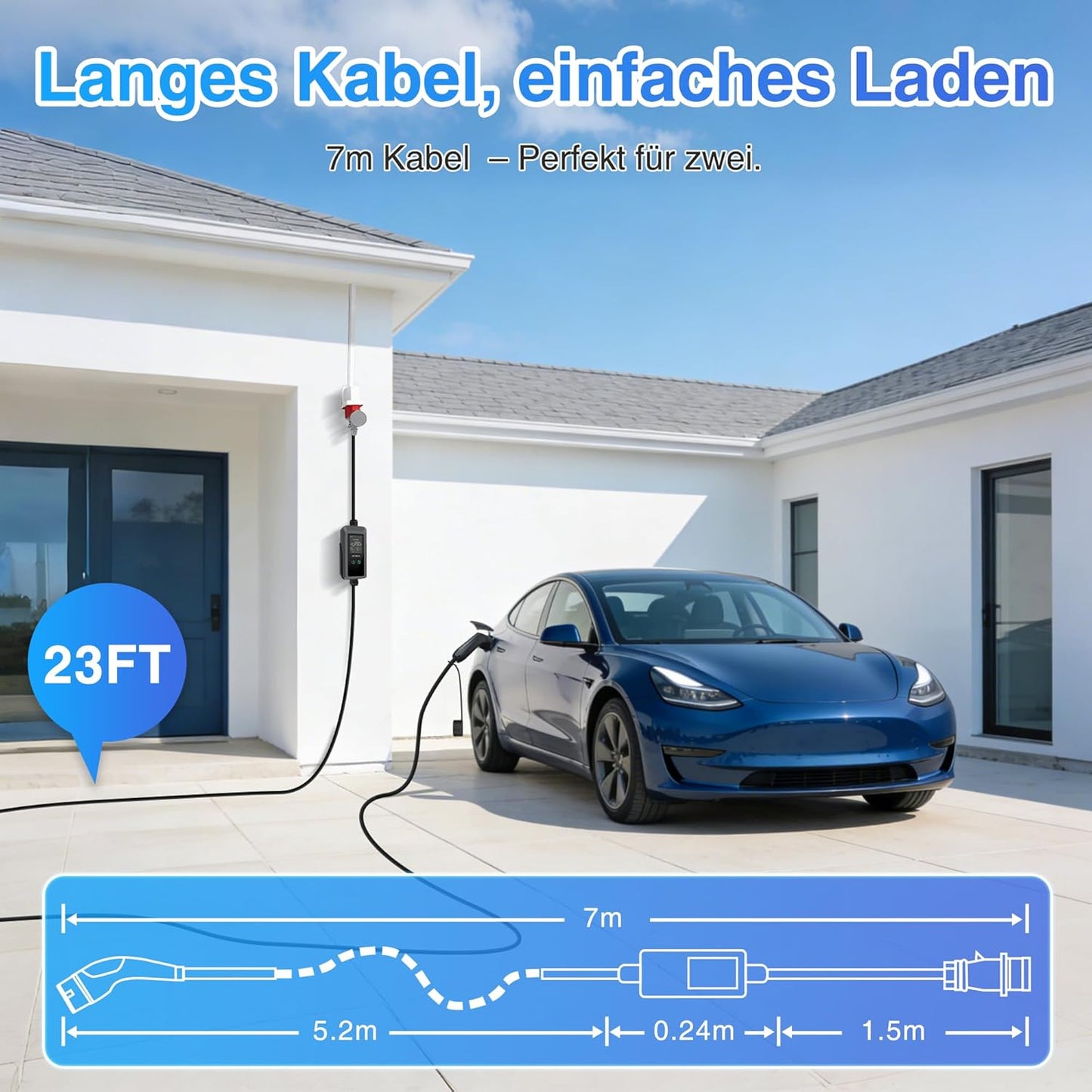 Betumoda Wallbox 11 kW Typ 2 |6.5 m|8–16 A |3-Phasig, mit Einstellbarer Ladeleistung