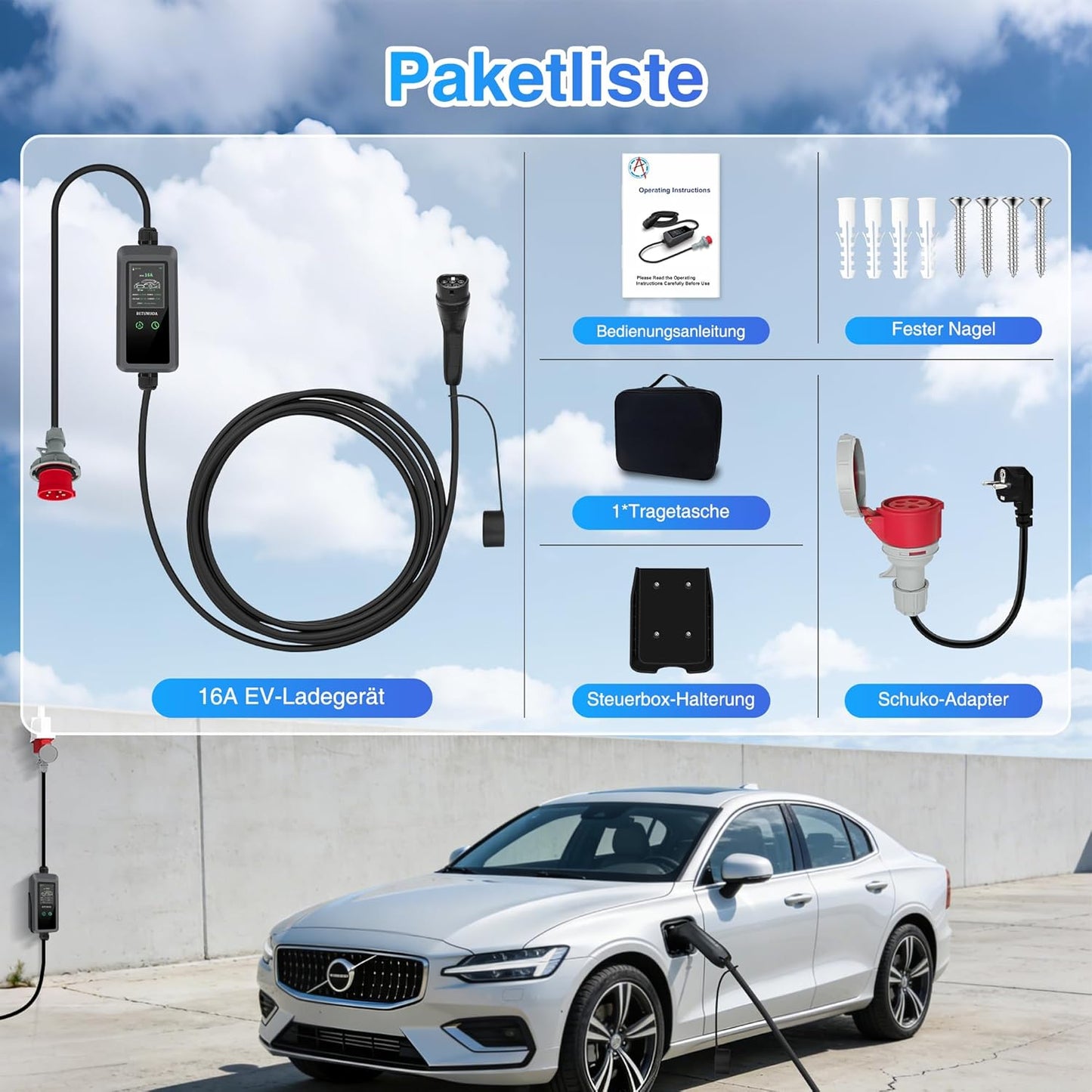 Betumoda Wallbox 11 kW Typ 2 |6.5 m|8–16 A |3-Phasig, mit Einstellbarer Ladeleistung