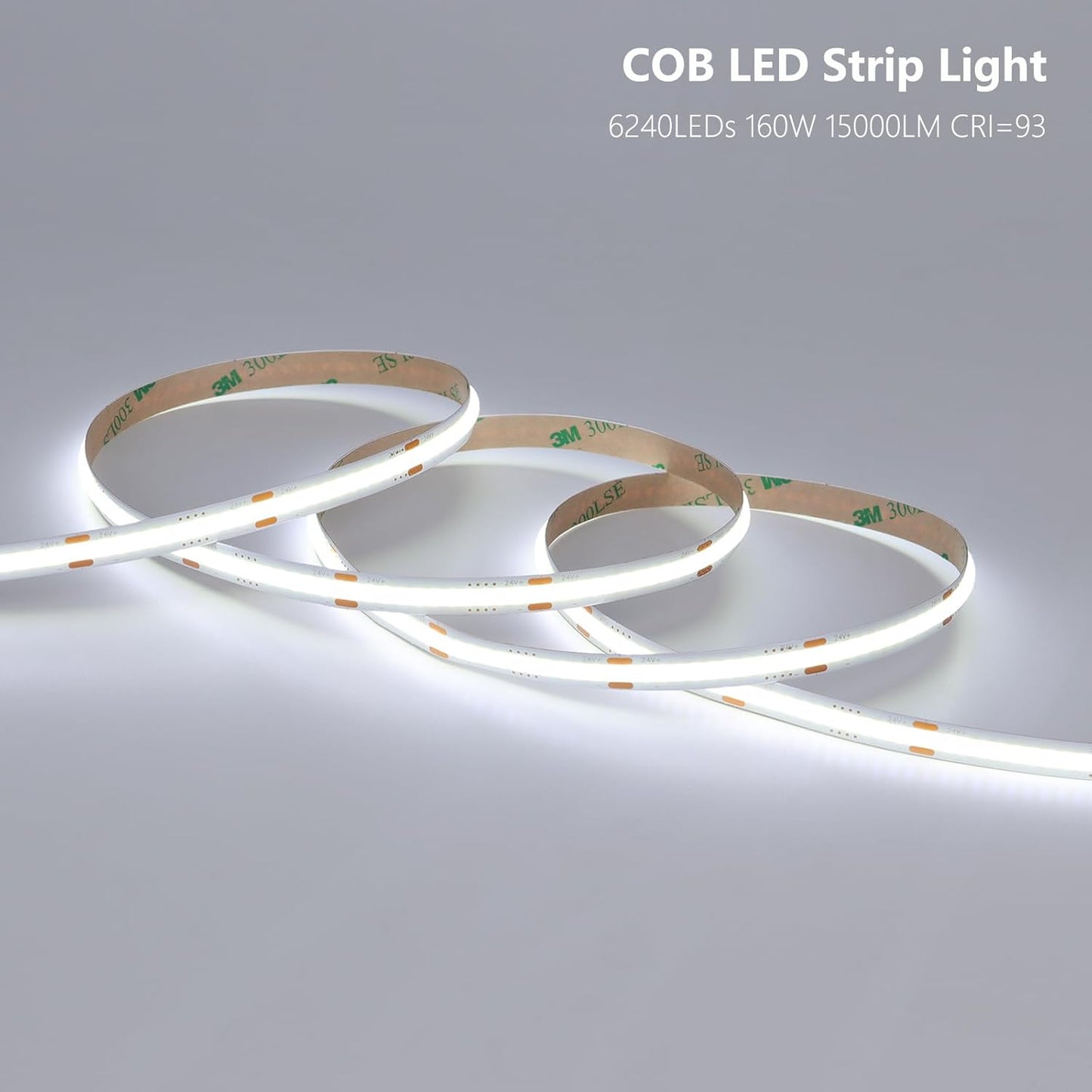 BENLUN COB LED Streifen 20M (10M X 2), 24V LED Strip 6000K LED Band 11W/M CRI 93