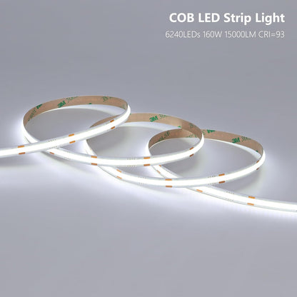 BENLUN COB LED Streifen 20M (10M X 2), 24V LED Strip 6000K LED Band 11W/M CRI 93