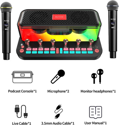 BeTIM c18 Bluetooth Karaoke Mikrophon Erwachsene, Tragbares 3 in 1 Für Webcast Karaoke,drahtloses Mikrofon Home Geburtstagsgeschenk Karaoke Mikrofon für Flach, für Android, für PC, für Smartphone