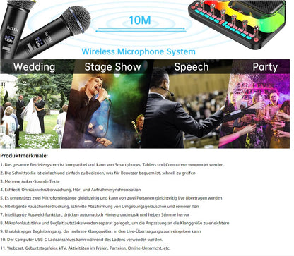 BeTIM c18 Bluetooth Karaoke Mikrophon Erwachsene, Tragbares 3 in 1 Für Webcast Karaoke,drahtloses Mikrofon Home Geburtstagsgeschenk Karaoke Mikrofon für Flach, für Android, für PC, für Smartphone