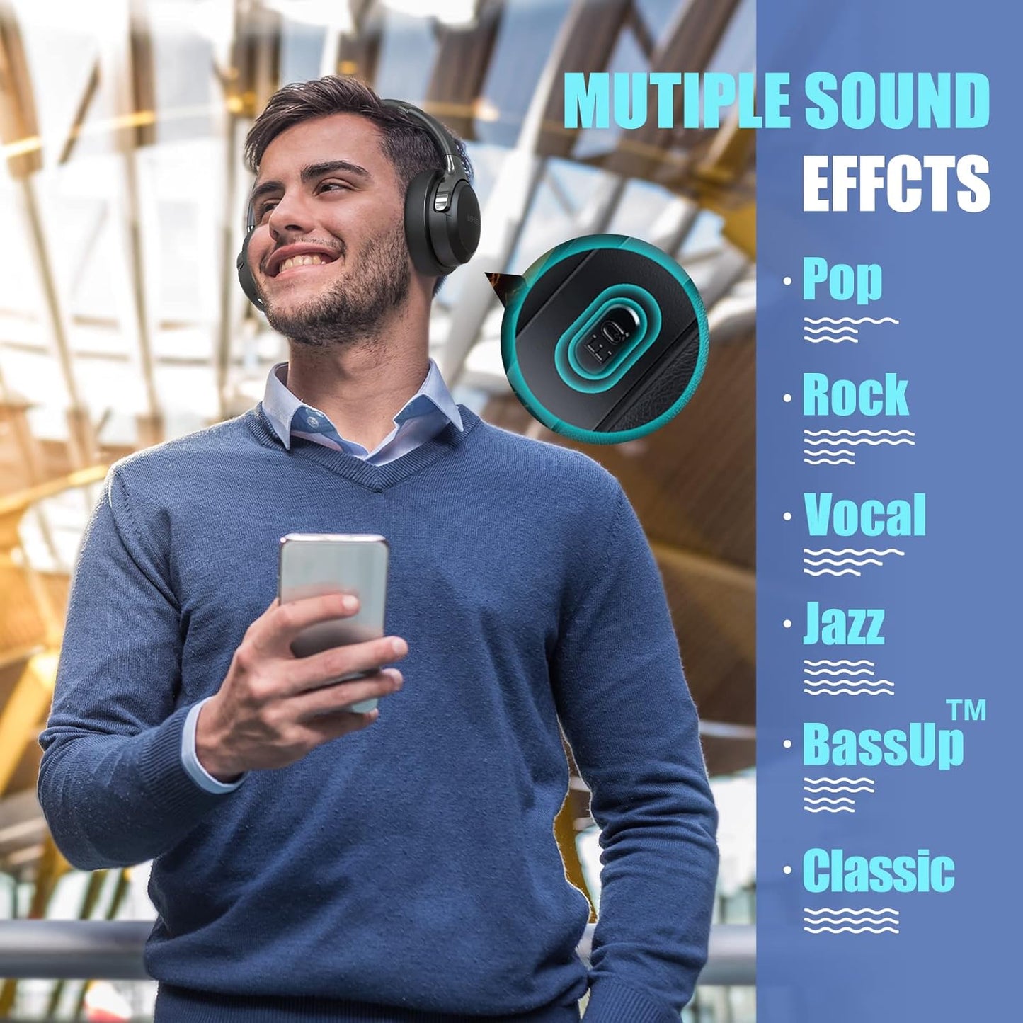 BERIBES Bluetooth Kopfhörer Kabellos Over Ear 65h Akku 6 EQ-Modi,BT 6.0