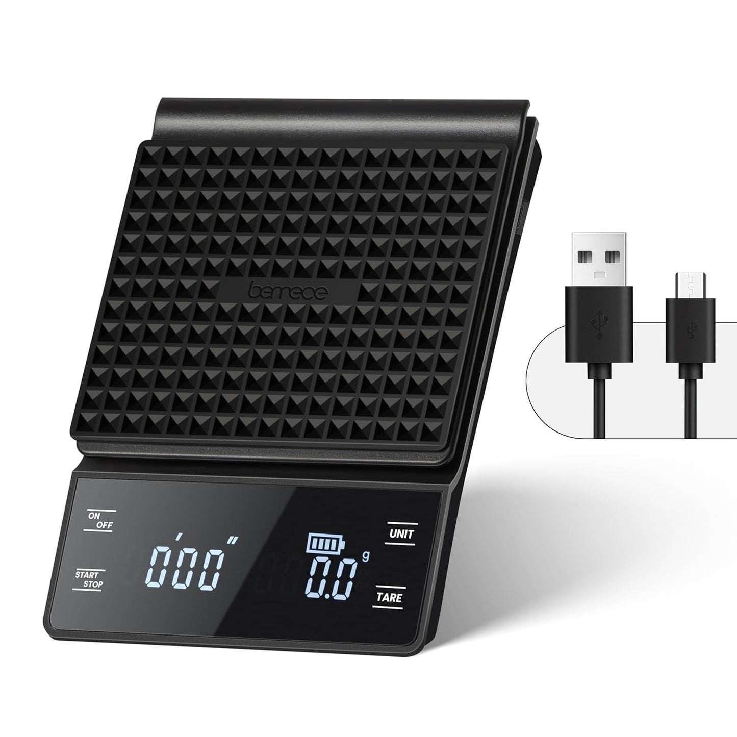 bemece USB Wiederaufladbare Digital kaffeewaage mit Timer,LED-Anzeige