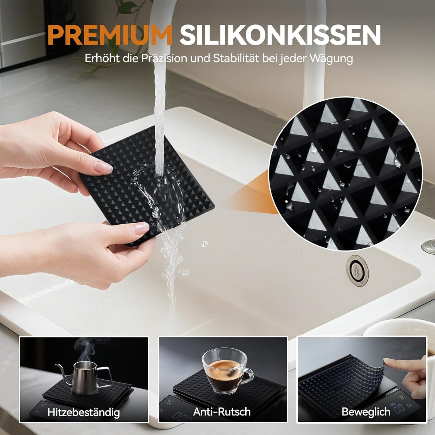 bemece USB Wiederaufladbare Digital kaffeewaage mit Timer,LED-Anzeige