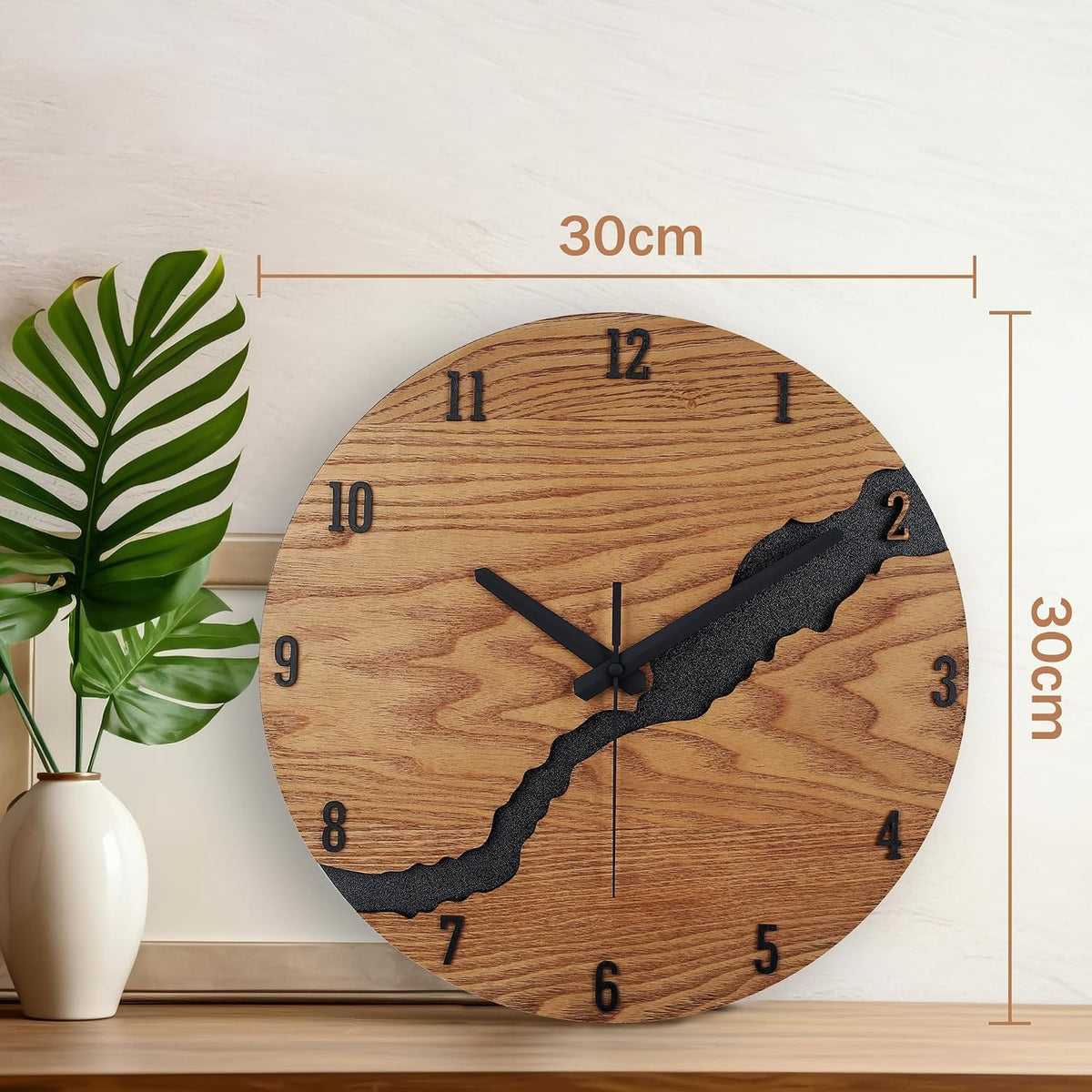 Beflourish Wanduhr Ohne Tickgeräus Holz  Modern (30cm)