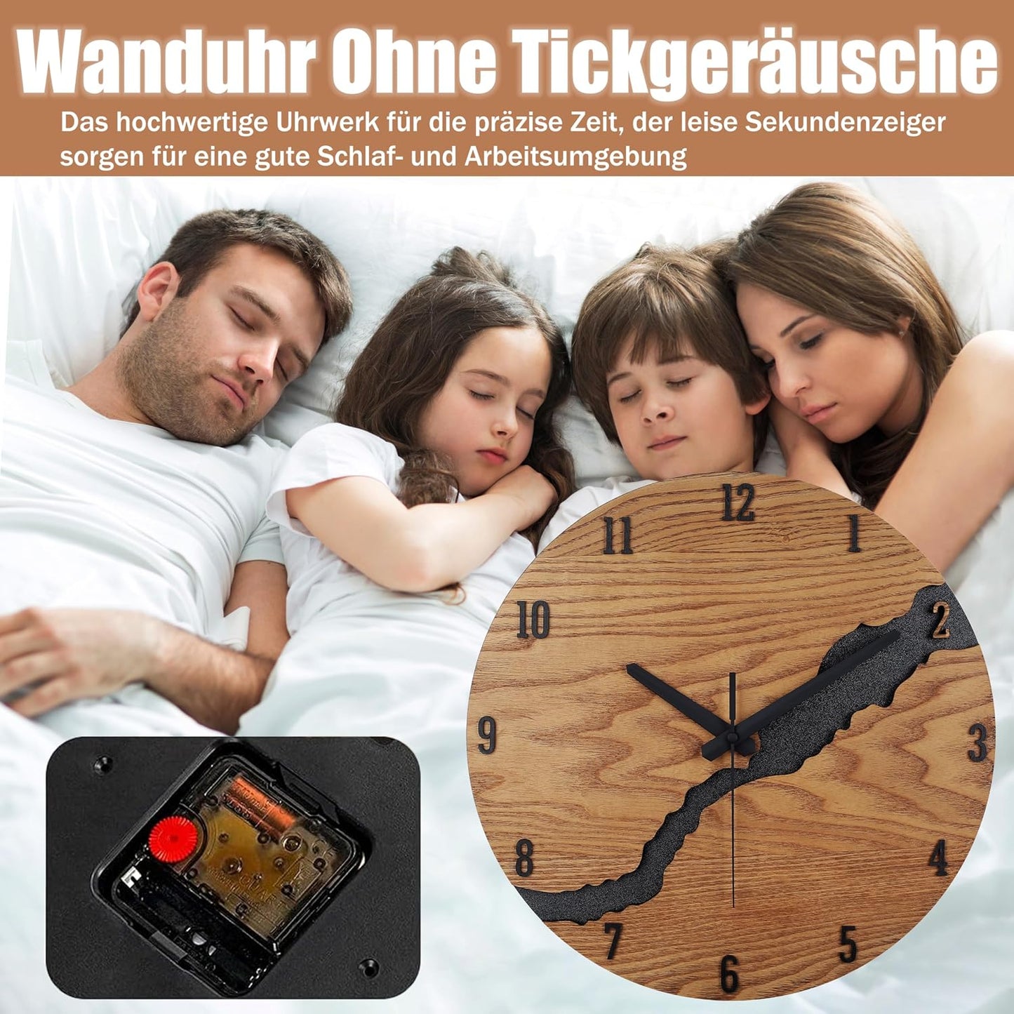 Beflourish Wanduhr Ohne Tickgeräus Holz  Modern (30cm)