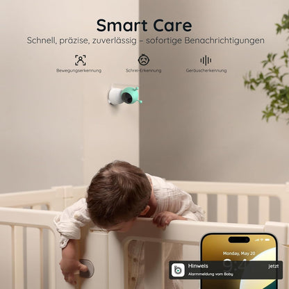 BOIFUN Babyphone mit Kamera 2K/3MP, Intelligentes Nachtlicht, 360 Video Babyfon mit App