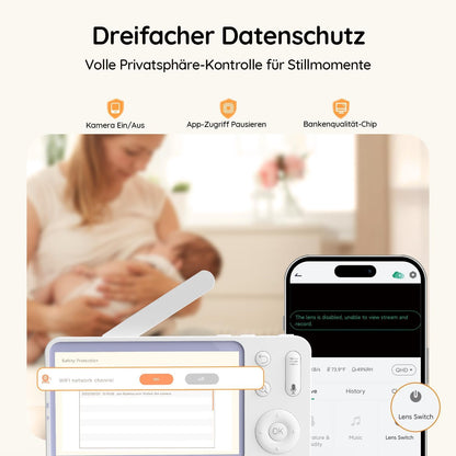BOIFUN  Babyphone mit Kamera WLAN, 5" 2K/3MP Baby Monitor mit App,