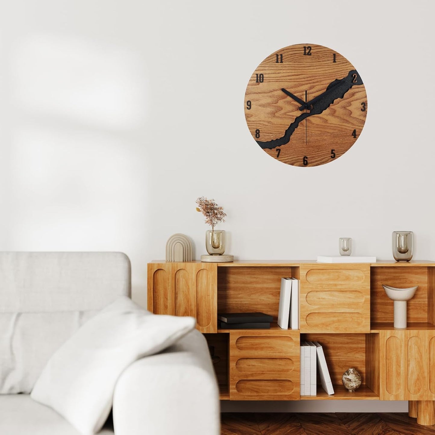 Beflourish Wanduhr Ohne Tickgeräus Holz  Modern (30cm)