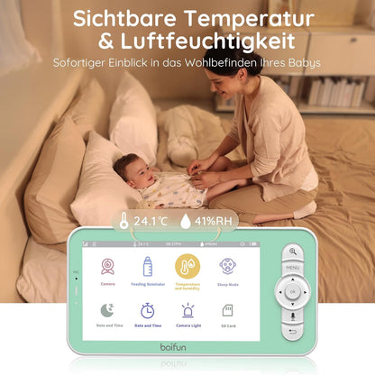 BOIFUN Babyphone mit Kamera 2K/3MP, Intelligentes Nachtlicht, 360 Video Babyfon mit App