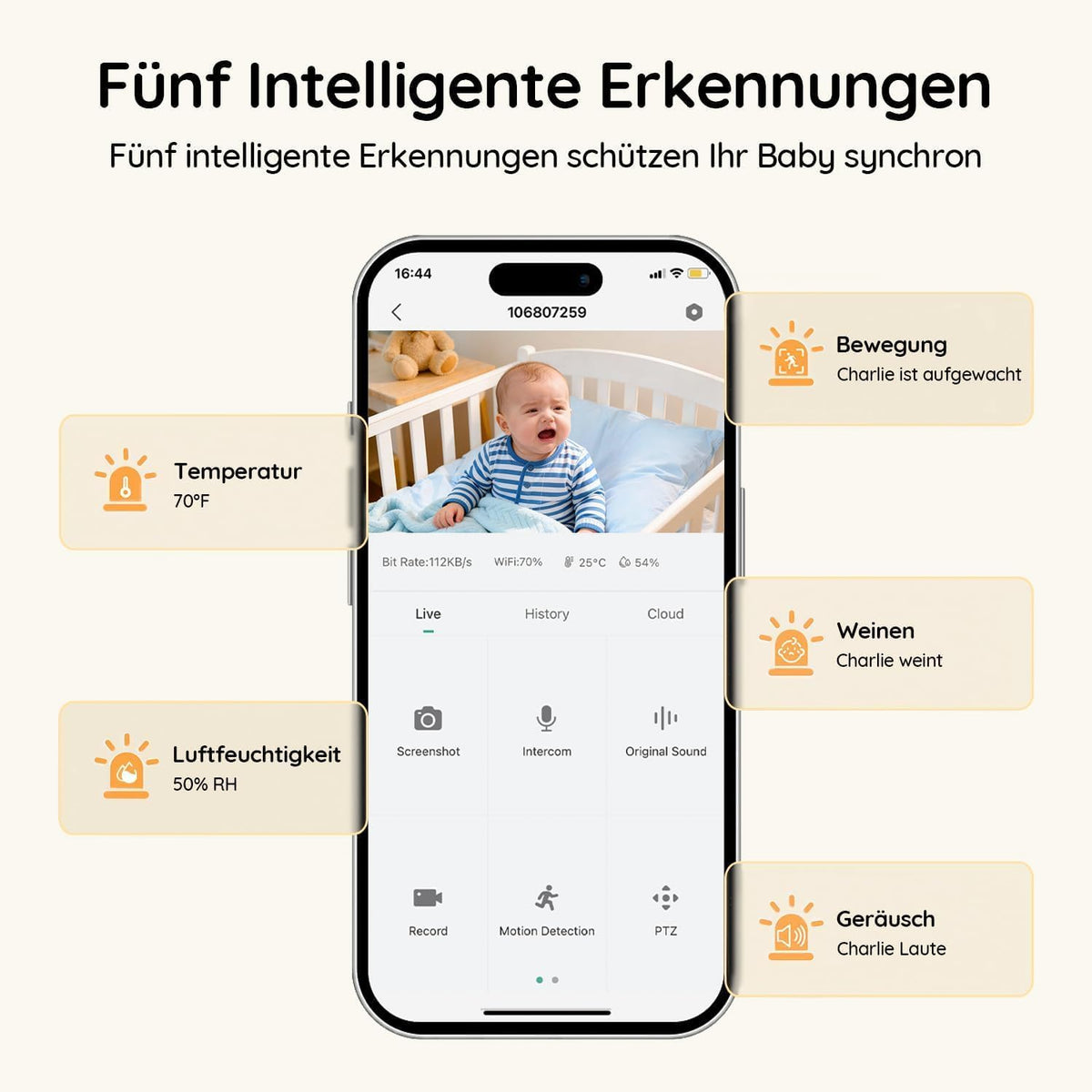 BOIFUN  Babyphone mit Kamera WLAN, 5" 2K/3MP Baby Monitor mit App,