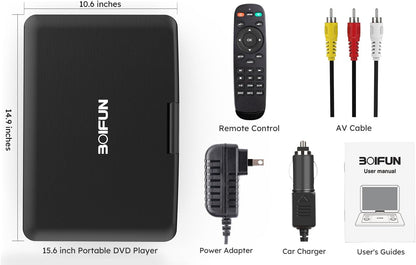 BOIFUN Tragbarer DVD-Player 17,6 Zoll HD-Bildschirm USB/SD-Karte/Synch