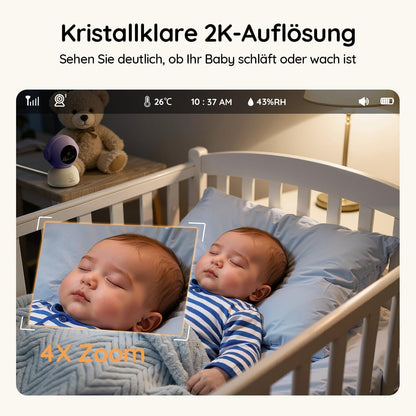 BOIFUN  Babyphone mit Kamera WLAN, 5" 2K/3MP Baby Monitor mit App,