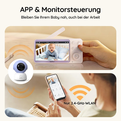 BOIFUN  Babyphone mit Kamera WLAN, 5" 2K/3MP Baby Monitor mit App,