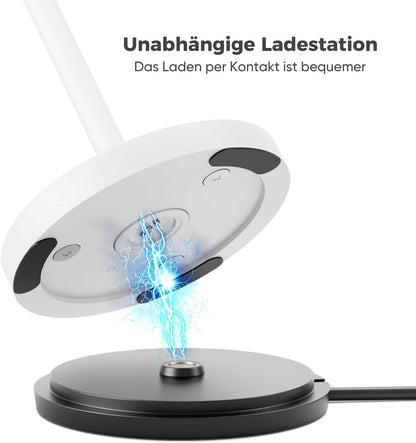 Brightower 2 pièces LED Akku Tischlampe Kabellose, Dimmable Touch Tischleuchte mit USB Charging station
