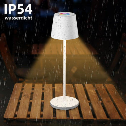Brightower 2 pièces LED Akku Tischlampe Kabellose, Dimmable Touch Tischleuchte mit USB Charging station
