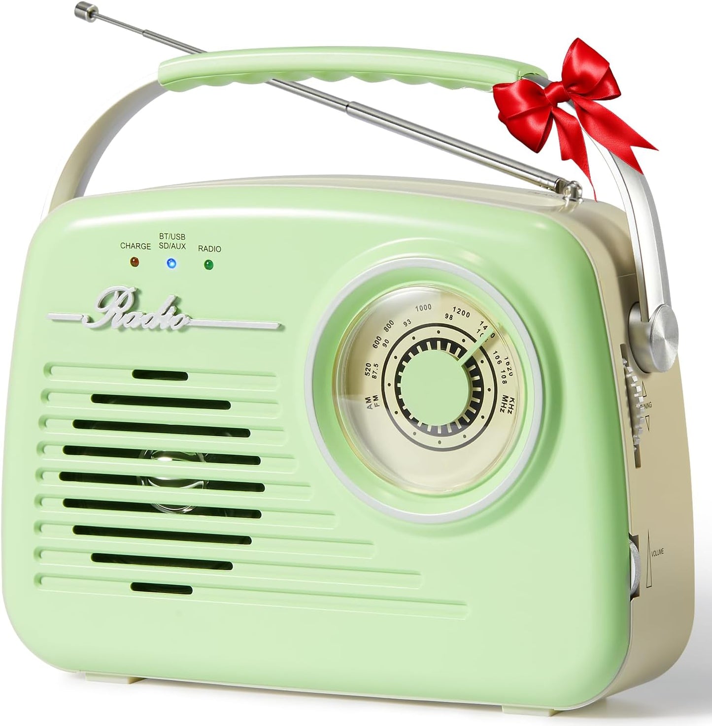 Bingxue Retro Vintage Radio Bluetooth, Portable Am/Fm, (Grün)