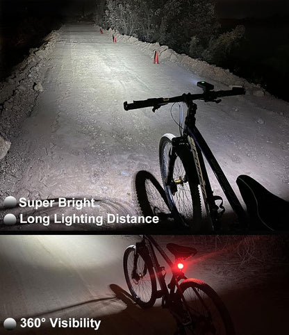 Bikil Fahrradlicht-Set, 6400 mAh, wiederaufladbar,LED  2400 Lumen