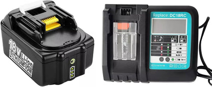 1 x BL1850B Akku (18V 5,0 Ah ) mit Ladegerät DC18RC Ersetzen für Makita Akku BL1850B BL1850 BL1840B BL1840 BL1830B BL1830 BL1850 BL1835 BL1845 BL1815 mit LED-Anzeige