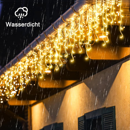 BLOFUN 20M Eisregen Lichterkette Außen IP65 Wasserdicht, Timer, 8 Modi Warmweiß