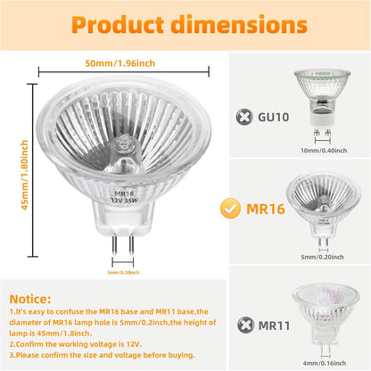 12er-Pack MR16 Halogenlampen, 2-polig, GU5.3, 12 V, 35 W, dimmbar, warmweiß (2700 K), 350 lm